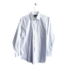 Croft & Barrow Men's Classic Fit Button Long Sleeve No-Iron Shirt Blue White Sz1